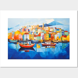 Village Port Concept Abstract Colorful Scenery Painting Posters and Art